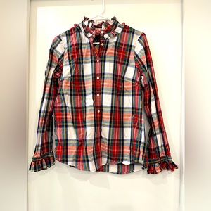 J Crew button down tartan plaid long sleeve shirt. Size small